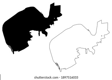 Radford city County, Commonwealth of Virginia (Independent city, U.S. county, United States of America, USA) map vector illustration, scribble sketch Lovely Mount, English Ferry and Ingles Ferry map