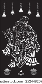 radha krishna black and white laser cut