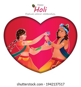 radha and krishna playing holi colour of festival