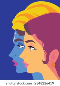 Dibujo de una ilustración del vector Radha Krishna