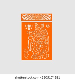 Radha krishna vector jaali para archivo de corte láser cnc para mandir o templo 