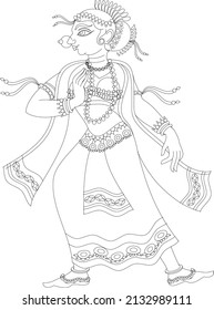 Radha, Lord Krishna's lover dancing the Garba, Indian dance form 