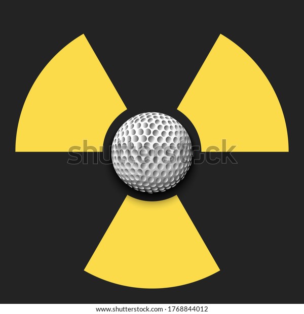 ゴルフボールと放射性シンボル 注意放射性危険標識 ゴルフ検疫済み スポーツ大会の中止 ベクターイラスト のベクター画像素材 ロイヤリティフリー