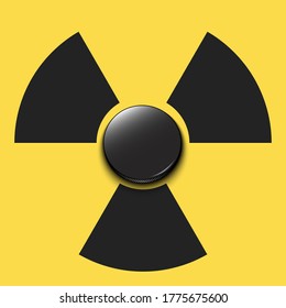 Radiaction symbol with hockey puck. Caution radioactive danger sign. Hockey quarantined. Cancellation of sports tournaments. Vector illustratio