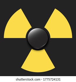 Radiaction symbol with hockey puck. Caution radioactive danger sign. Hockey quarantined. Cancellation of sports tournaments. Vector illustratio