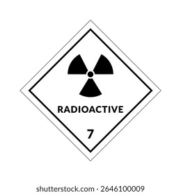 Radiactive Hazard Sign Vector Flat Design On White Background. Warning Label Class 7.	