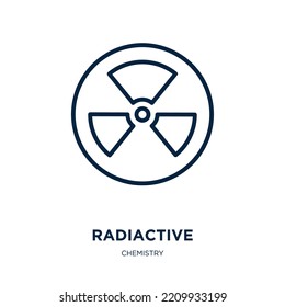 radiactive icon from chemistry collection. Thin linear radiactive, chemical, dangerous outline icon isolated on white background. Line vector radiactive sign, symbol for web and mobile