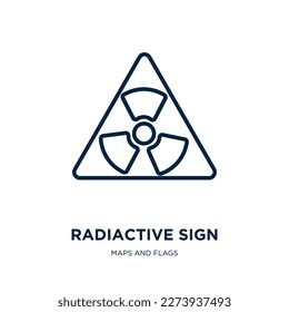 radiactive sign icon from maps and flags collection. Thin linear radiactive sign, chemical, dangerous outline icon isolated on white background. Line vector radiactive sign sign, symbol for web and 