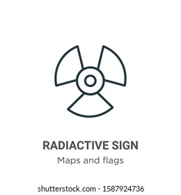 Radiactive sign outline vector icon. Thin line black radiactive sign icon, flat vector simple element illustration from editable maps and flags concept isolated on white background