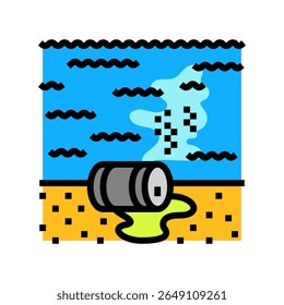 radiactive waste leaking into ocean radioactive pollution color icon vector. radiactive waste leaking into ocean radioactive pollution sign. isolated symbol illustration