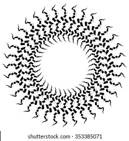 Radial abstract element with checkered lines. Vector.