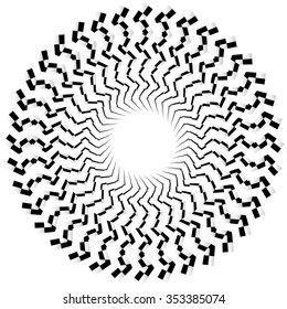Radial abstract element with checkered lines. Vector.