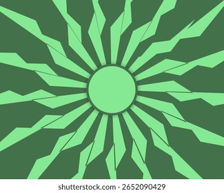 Ruptura geométrica abstrata radial em tons de verde