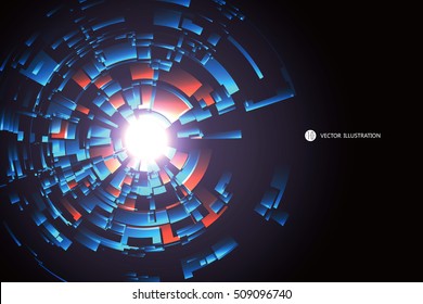 Radial abstract graphics, vector illustration.