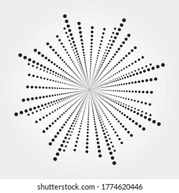 Radial abstract halftone background. Dots abstract concentric circle. Design element for multipurpose use.