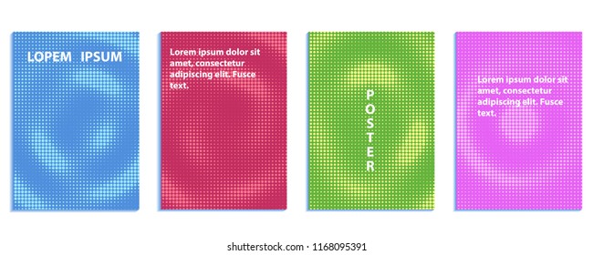 Radial abstract  halftone poster design template. Future radial gradient background. Vector templates for placards, banners and etc .
