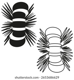 Radial abstract icon. Symmetric spike motif. Geometric object Vector. Bold black silhouette. EPS 10.