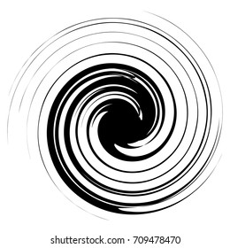 Radial abstract op-art element. Black abstract shape isolated on white