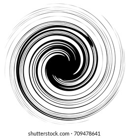 Radial abstract op-art element. Black abstract shape isolated on white