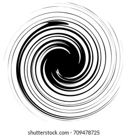 Radial abstract op-art element. Black abstract shape isolated on white