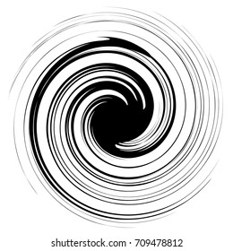 Radial abstract op-art element. Black abstract shape isolated on white