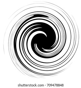 Radial abstract op-art element. Black abstract shape isolated on white