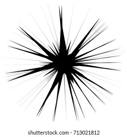 Radial abstract op-art element. Black abstract shape isolated on white