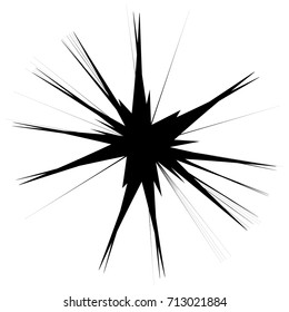 Radial abstract op-art element. Black abstract shape isolated on white
