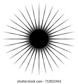 Radial abstract op-art element. Black abstract shape isolated on white