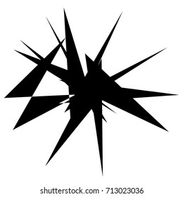Radial abstract op-art element. Black abstract shape isolated on white