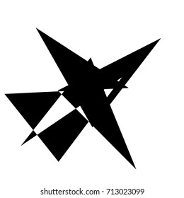 Radial abstract op-art element. Black abstract shape isolated on white