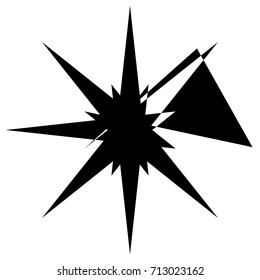 Radial abstract op-art element. Black abstract shape isolated on white