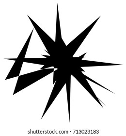Radial abstract op-art element. Black abstract shape isolated on white