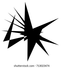 Radial abstract op-art element. Black abstract shape isolated on white