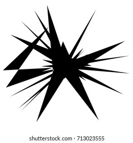 Radial abstract op-art element. Black abstract shape isolated on white
