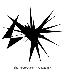 Radial abstract op-art element. Black abstract shape isolated on white