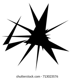 Radial abstract op-art element. Black abstract shape isolated on white