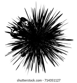 Radial abstract op-art element. Black abstract shape on white