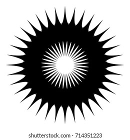 Radial abstract op-art element. Black abstract shape on white