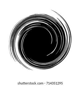 Radial abstract op-art element. Black abstract shape on white