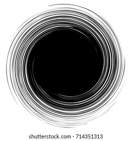 Radial abstract op-art element. Black abstract shape on white