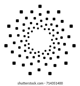 Radial abstract op-art element. Black abstract shape on white