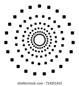 Radial abstract op-art element. Black abstract shape on white