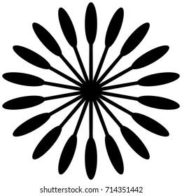 Radial abstract op-art element. Black abstract shape on white