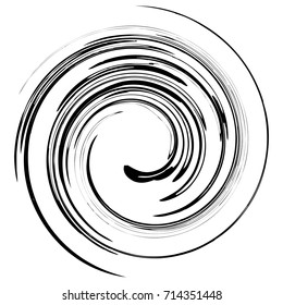 Radial abstract op-art element. Black abstract shape on white