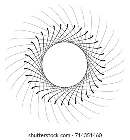 Radial abstract op-art element. Black abstract shape on white