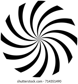 Radial abstract op-art element. Black abstract shape on white