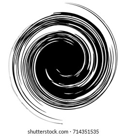 Radial abstract op-art element. Black abstract shape on white