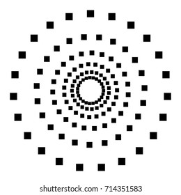 Radial abstract op-art element. Black abstract shape on white