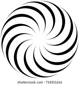 Radial abstract op-art element. Black abstract shape on white